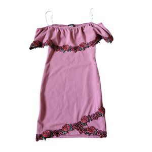 NWT Fashion Magazine Women's Hispanic Pink Cold Shoulder Bodycon Mini Dress SZ M